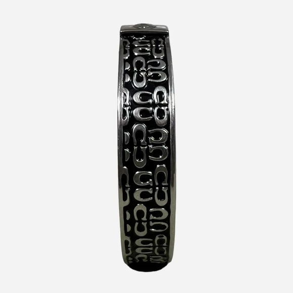 COACH || Chrome & Black Monogram Bangle Bracelet - Picture 1 of 11